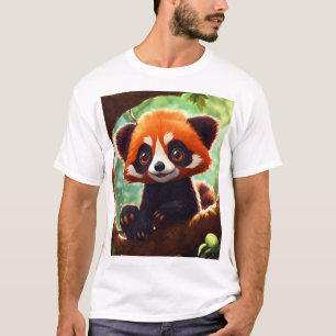 Captivating Red Panda on a Tree Branch T-Shirt