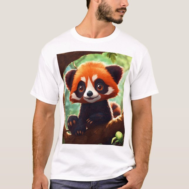 Captivating Red Panda on a Tree Branch T-Shirt (Front)