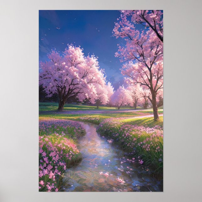 Captivating Sakura Trees Poster (Front)