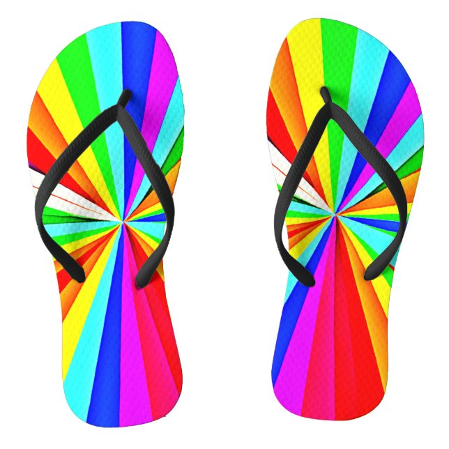 Captivating Vibrant Hues Colourful Pattern Flip Flops (Footbed)