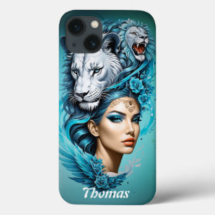 Captivating woman with a majestic lion's head,  iPhone 13 case