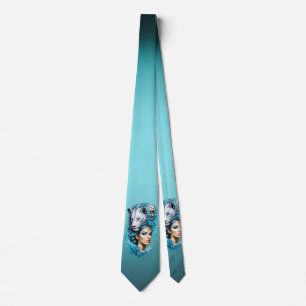 Captivating woman with a majestic lion's head, tie