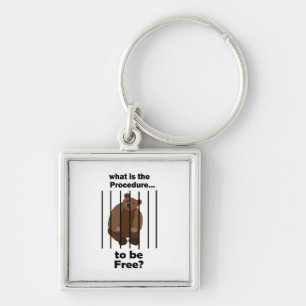 Captive Animal Bear Asking Freedom Animal Rescuer Keychain