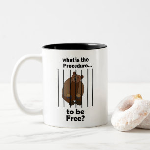 Captive Animal Bear Asking Freedom Animal Rescuer Two-Tone Coffee Mug