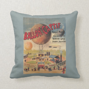 Captive Balloon Rides at a Exposition Poster Throw Pillow