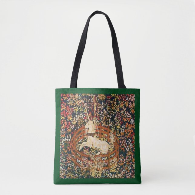 Captive Unicorn medieval tapestry Tote Bag (Front)