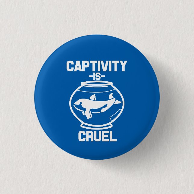 Captivity is Cruel button, Save the Orca whales 1 Inch Round Button (Front)