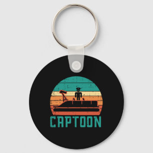 Captoon Boat Sunset Retro Pontoon Captain Men Boys Keychain