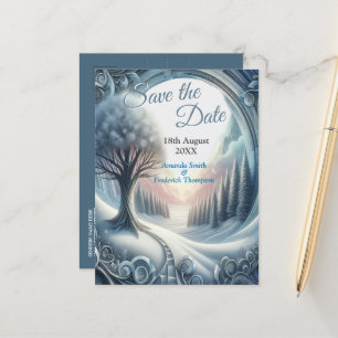 Capture Art Winter Scene & Snow and Ice Crystals Announcement Postcard