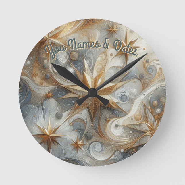 Capture Art Winter Scene & Snow and Ice Crystals Round Clock (Front)