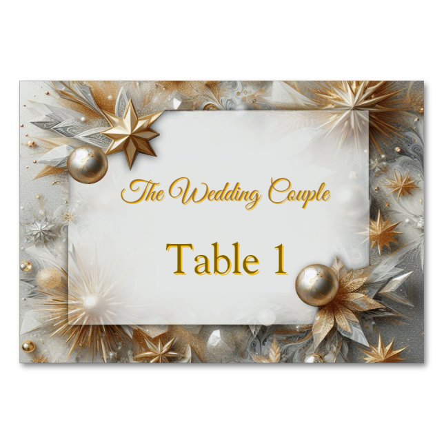 Capture Art Winter Scene & Snow and Ice Crystals Table Number (Front)