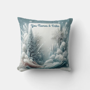 Capture Art Winter Scene & Snow and Ice Crystals Throw Pillow