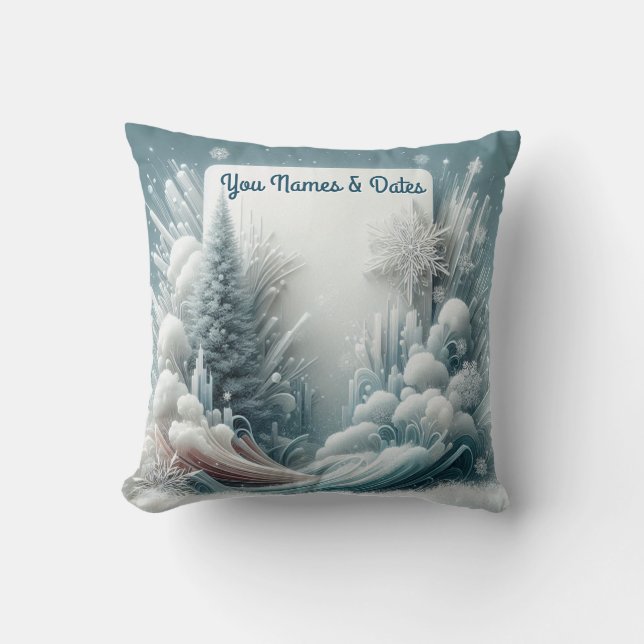Capture Art Winter Scene & Snow and Ice Crystals Throw Pillow (Front)