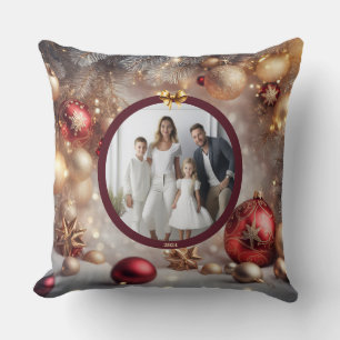 Capture Holiday Memories Custom Photo Christmas  Throw Pillow