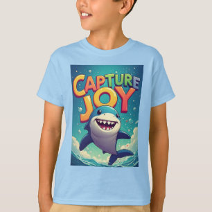 Capture Joy: Playful Cartoon Shark T-Shirt