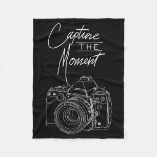 Capture Moment Camera Photography Photographer. Fleece Blanket