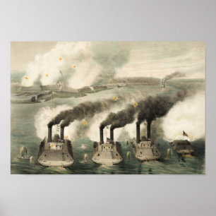 Capture Of Fort Henry By Union Ironclads - 1862 Poster