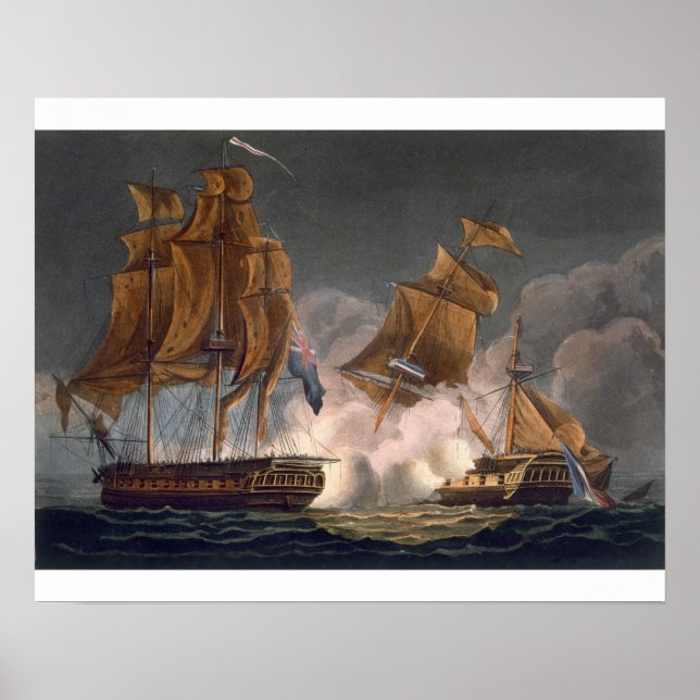 Capture of La Tribune, June 8th 1796, engraved by Poster (Front)