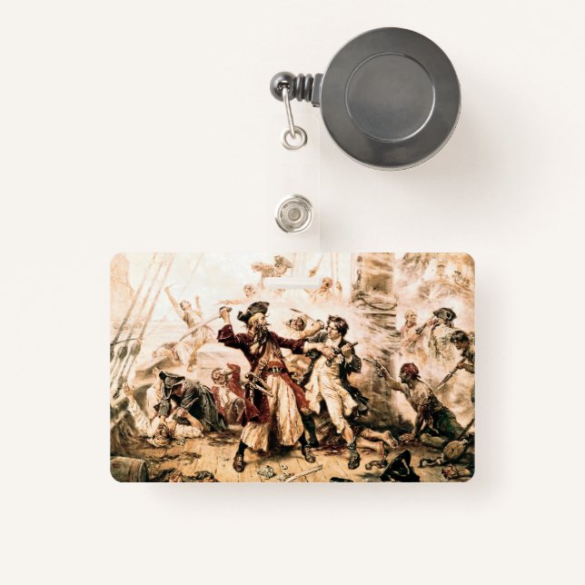 Capture, Pirate Blackbeard, Queen Anne's Revenge Badge (Front with Retractable)