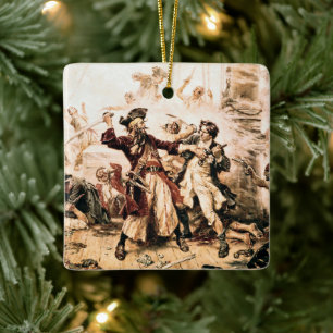 Capture, Pirate Blackbeard, Queen Anne's Revenge Ceramic Ornament