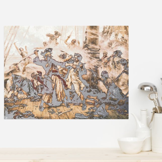 Capture, Pirate Blackbeard, Queen Anne's Revenge Foil Prints (In Situ (Kitchen))