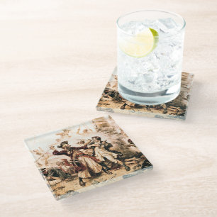 Capture, Pirate Blackbeard, Queen Anne's Revenge Glass Coaster