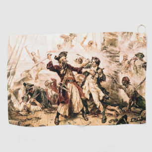 Capture, Pirate Blackbeard, Queen Anne's Revenge Golf Towel