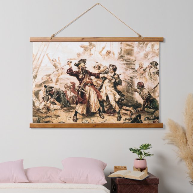 Capture, Pirate Blackbeard, Queen Anne's Revenge Hanging Tapestry (Bedroom)