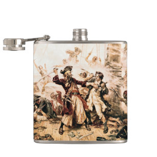 Capture, Pirate Blackbeard, Queen Anne's Revenge Hip Flask
