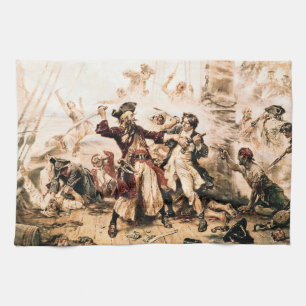 Capture, Pirate Blackbeard, Queen Anne's Revenge Kitchen Towel