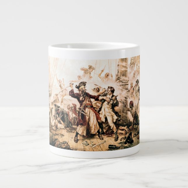 Capture, Pirate Blackbeard, Queen Anne's Revenge Large Coffee Mug (Front)