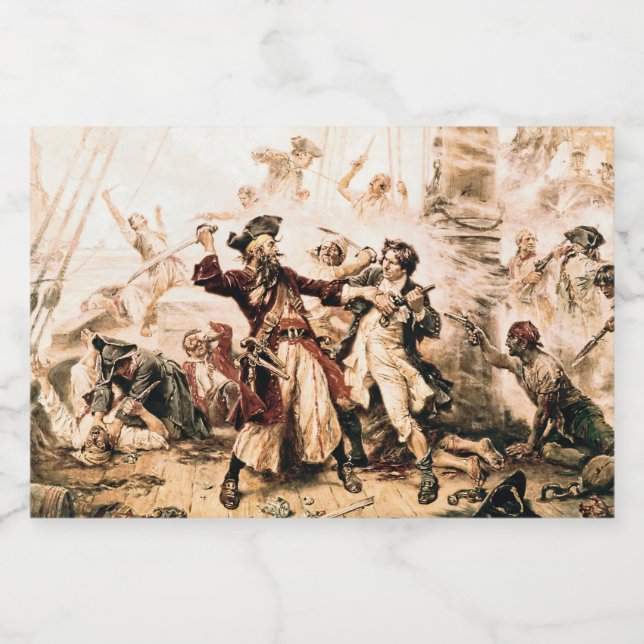 Capture, Pirate Blackbeard, Queen Anne's Revenge Sparkling Wine Label (Single Label)