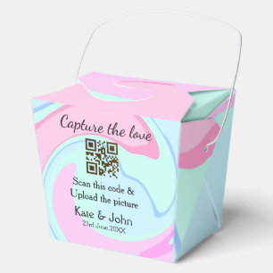 Capture the love add QR scan marble pink blue mix Favor Box