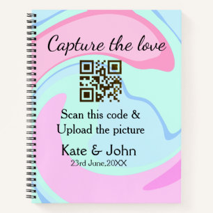 Capture the love add QR scan marble pink blue mix Notebook