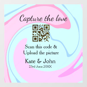 Capture the love add QR scan marble pink blue mix Window Cling