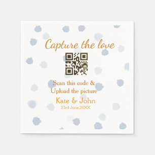 Capture the love add QR scan upload picture blue o Napkin