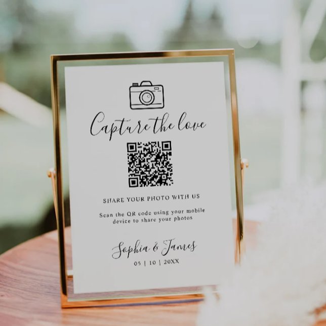 Capture The Love Photo Share QR Code Wedding Sign  (Capture The Love Photo Share QR Code Wedding Sign)