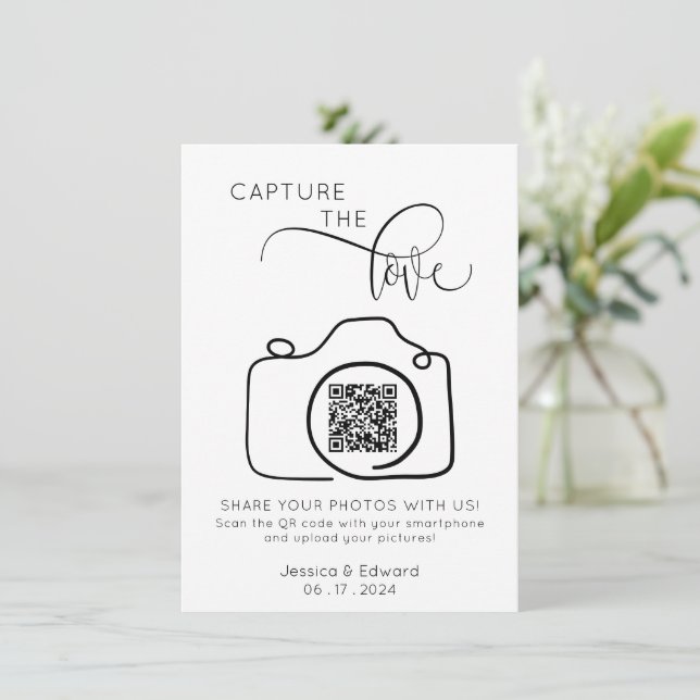 Capture The Love Qr Code Black Chic Modern Wedding (Standing Front)