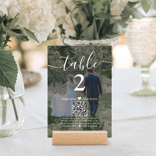 Capture the Love QR Code Dark 2 Photo Wedding Table Number