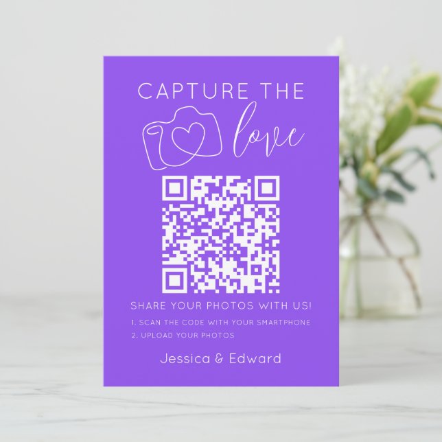 Capture The Love Qr Code Lavender Indigo Modern (Standing Front)