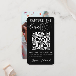 Capture The Love Qr Code Photo Black White Wedding Place Card