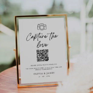 Capture The Love Qr Code Sign, Minimalist Invitation