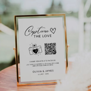 Capture The Love Qr Code Sign, Minimalist Invitation