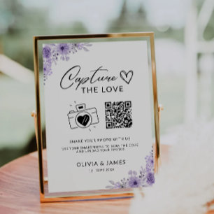 Capture The Love Qr Code Sign, Purple Invitation