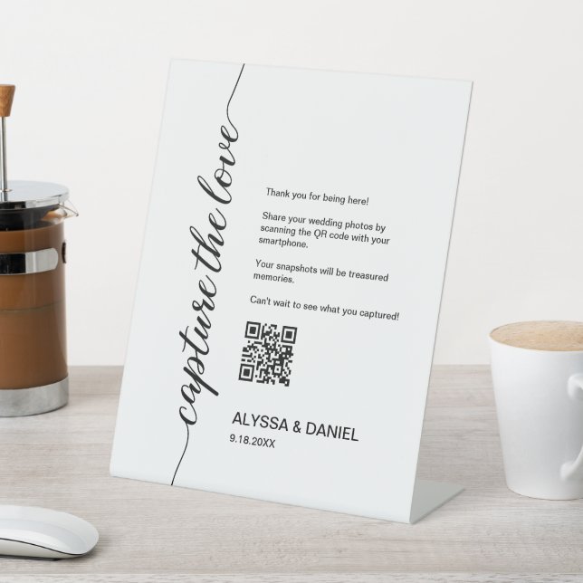 Capture the love QR code wedding photo sharing Pedestal Sign (In SItu)