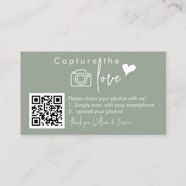 Capture the Love QR Code, Wedding Photo Signs Enclosure Card (Front)