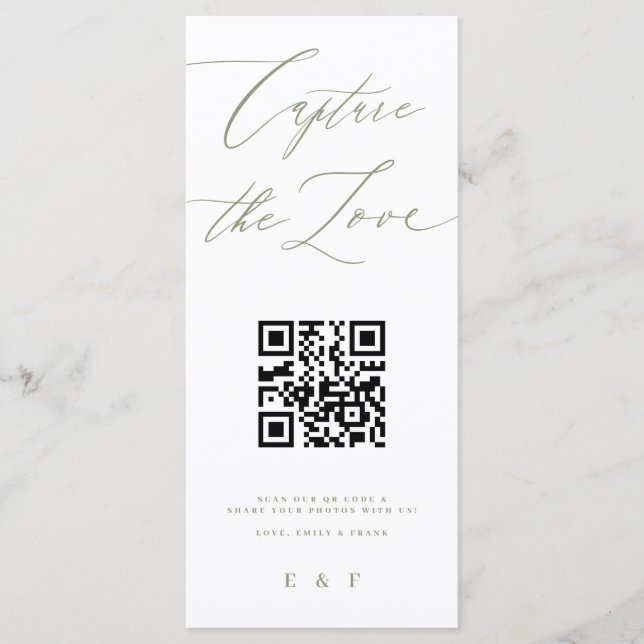 Capture the Love Sage Green Monogram Photo Sign Menu (Front)