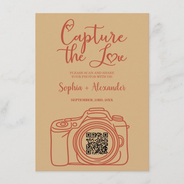 Capture The Love Wedding Photo Sharing QR Code  Enclosure Card (Front)