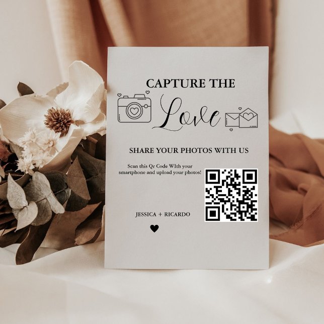 Capture the Love Wedding QR Code Card Photo Card Pedestal Sign (Creator Uploaded)