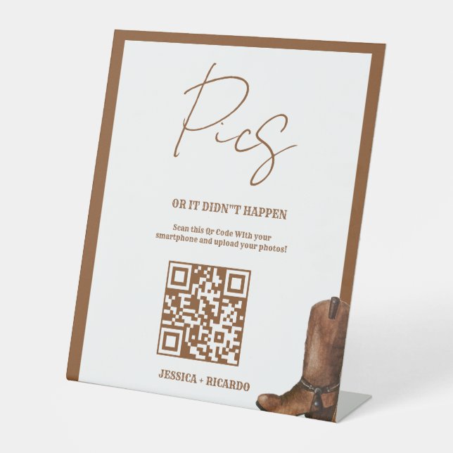 Capture the Love Wedding QR Code Card Photo Card Pedestal Sign (Front)
